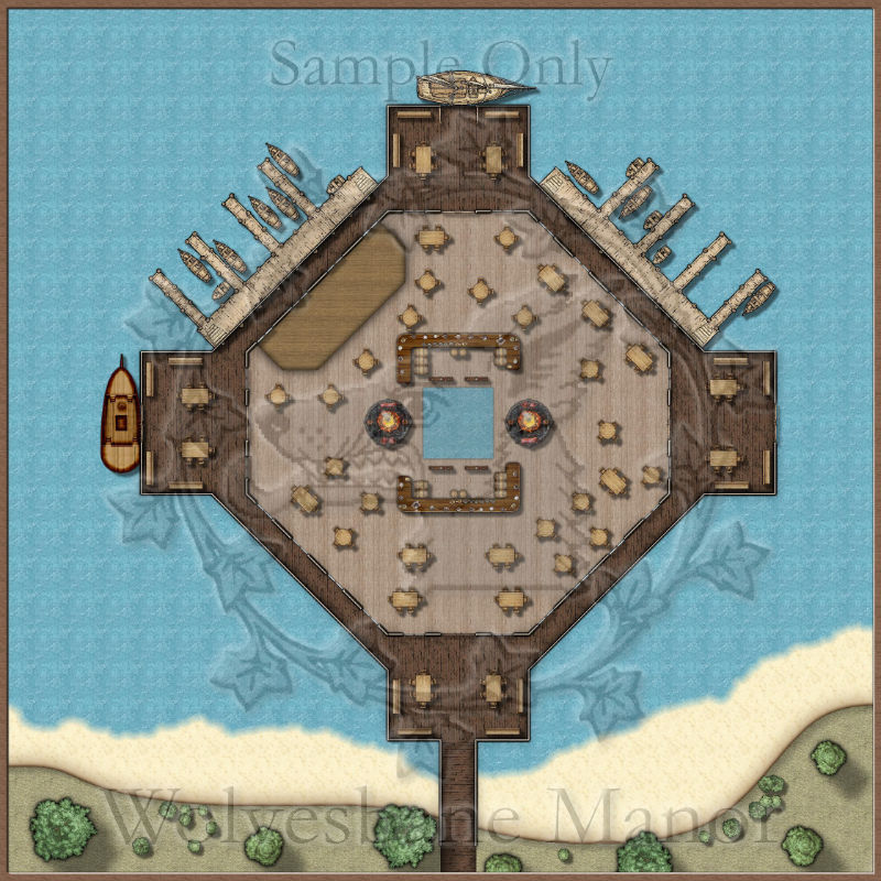 The Drowning Merrow: A large tavern built over water with access by land and water.